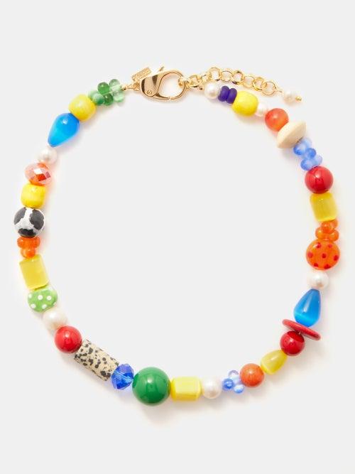 Liou - Isabel Jasper, Pearl & 14kt Gold-plated Necklace - Mens - Multi