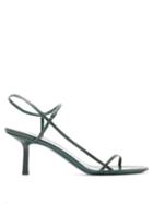 Matchesfashion.com The Row - Bare Mid Heel Leather Sandals - Womens - Dark Green