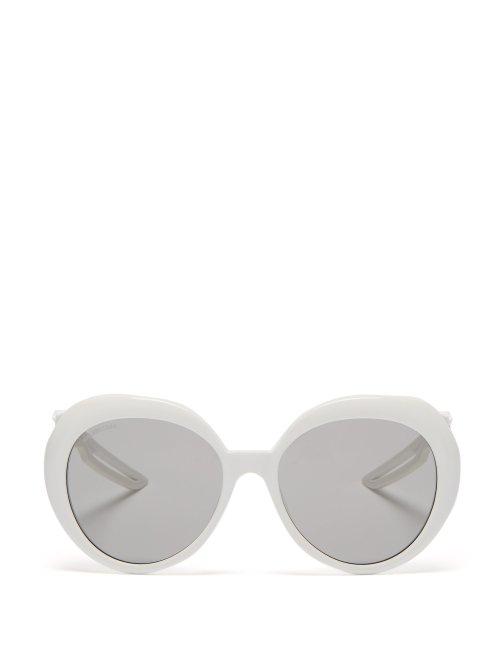 Matchesfashion.com Balenciaga - Hybrid Circular Acetate Sunglasses - Womens - White