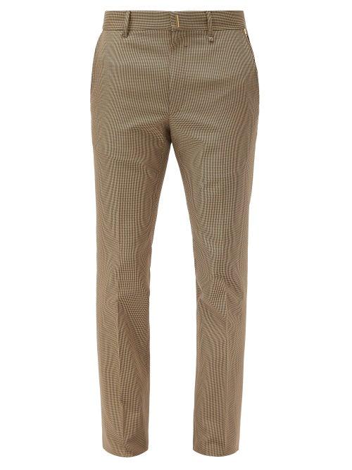 Givenchy - Technical Micro-houndstooth Slim Trousers - Mens - Camel Check