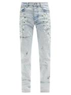 Matchesfashion.com Amiri - Bandana-patch Skinny-leg Jeans - Mens - Light Blue