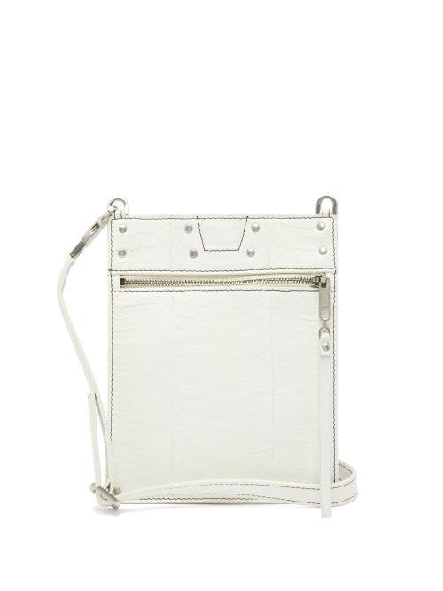 Matchesfashion.com Rick Owens - Glossed Snakeskin Cross-body Pouch - Womens - White