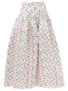 Matchesfashion.com Horror Vacui - Toga Floral-print Cotton Skirt - Womens - White Print