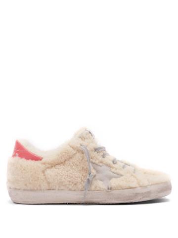 Matchesfashion.com Golden Goose Deluxe Brand - Superstar Shearling Low Top Trainers - Womens - Cream