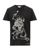 Matchesfashion.com Alexander Mcqueen - Lovers Skeleton-print Cotton T-shirt - Mens - Black Multi