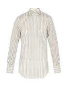 Matchesfashion.com P. Johnson - Half Placket Silk Shirt - Mens - Beige Multi