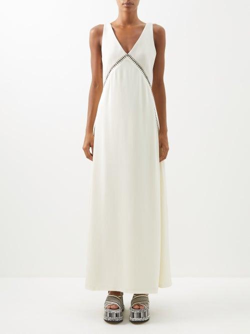 Chlo - Whipstitched-seam Wool-crepe Maxi Dress - Womens - Beige