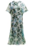 Matchesfashion.com Lee Mathews - Lucille Floral Print Silk Organza Midi Dress - Womens - Green Multi