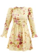 Batsheva - X Laura Ashley Prairie Floral-print Cotton Dress - Womens - Cream Multi