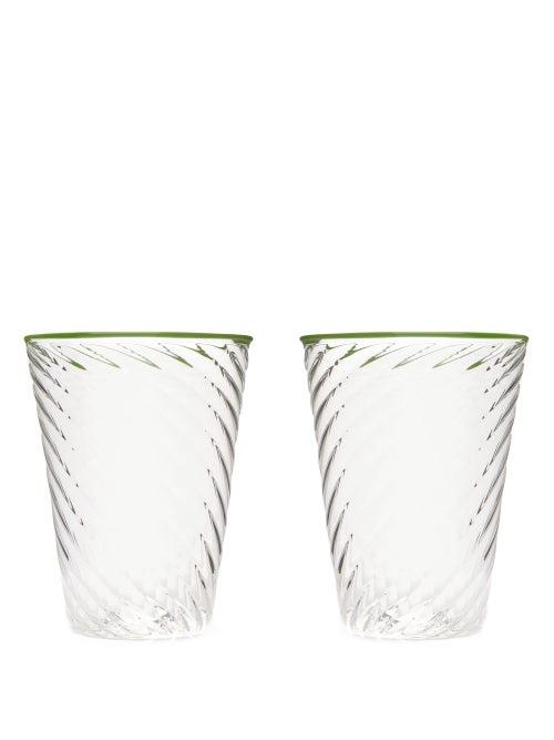 Matchesfashion.com Campbell-rey - X Laguna B Set Of Two Cosima Highball Glasses - Green Multi