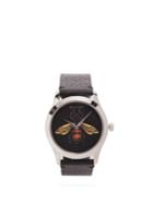 Gucci G-timeless Bee-embellished Leather Watch