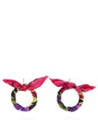Matchesfashion.com Balenciaga - Silk Twill Hoop Drop Earrings - Womens - Multi
