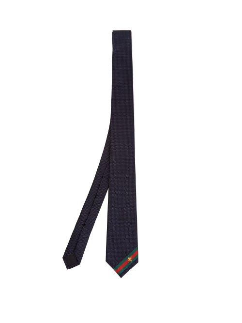 Matchesfashion.com Gucci - Silk Jacquard Bee Tie - Mens - Navy