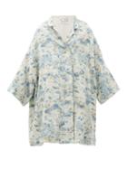 Matchesfashion.com By Walid - Jasemine 19th-century Kimono-inspired Silk Coat - Womens - Blue Print
