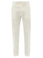 120 Lino 120% Lino - Linen-hopsack Slim Suit Trousers - Mens - Cream