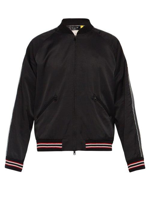 Matchesfashion.com 7 Moncler Fragment - Embroidered Souvenir Style Satin Bomber Jacket - Mens - Black Multi
