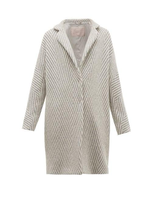 Matchesfashion.com Herno - Snowflake Metallic Wool Herringbone Jacket - Womens - Silver Multi