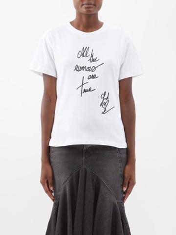 Ludovic De Saint Sernin - All The Rumours Are True Organic-cotton T-shirt - Womens - White