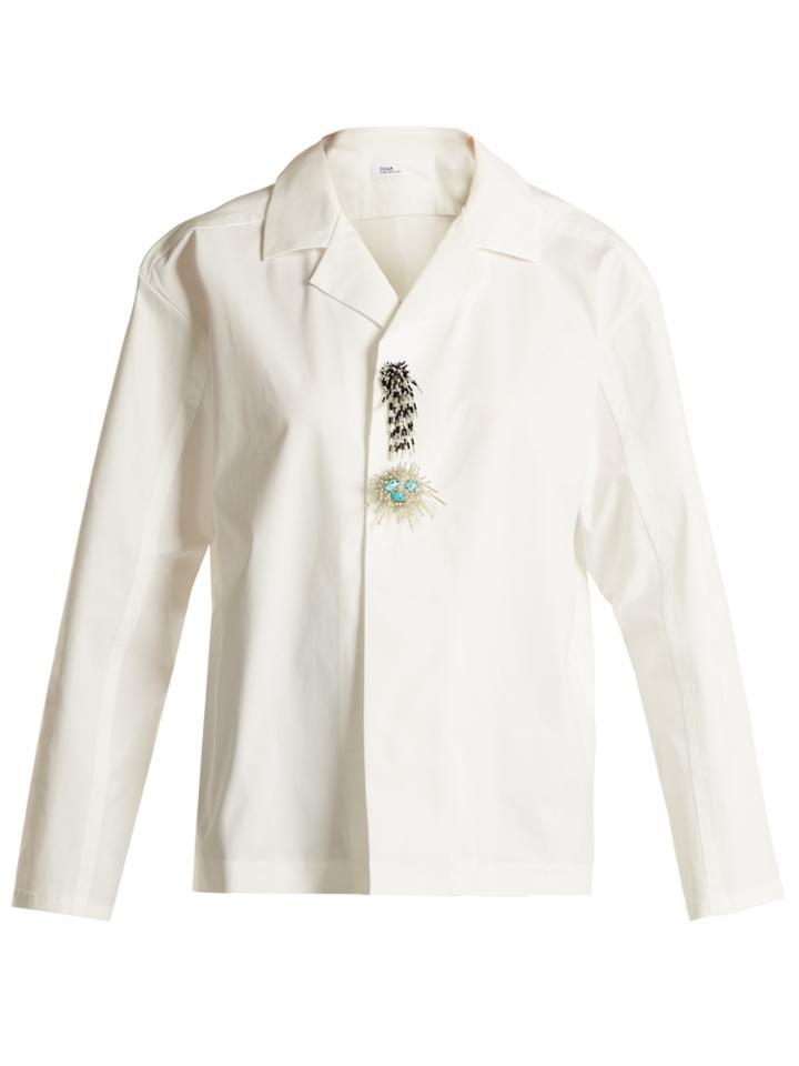 Toga Notch-lapel Bead-embellished Jersey Shirt