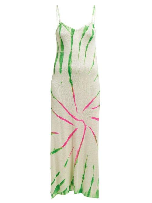 Matchesfashion.com The Elder Statesman - Cyclone Tie Dyed Knitted Silk Dress - Womens - Green Multi