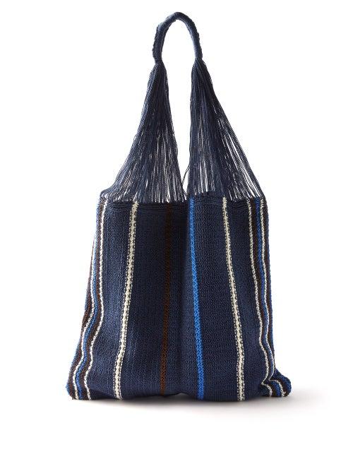 Jil Sander - Striped Knitted Tote Bag - Mens - Blue