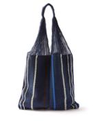 Jil Sander - Striped Knitted Tote Bag - Mens - Blue