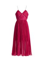 Matchesfashion.com Self-portrait - Pleated Crepe Midi Dress - Womens - Dark Pink