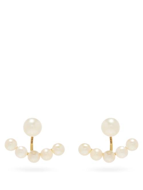 Matchesfashion.com Mateo - Pearl & 14kt Gold Jacket Earrings - Womens - Pearl