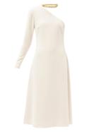 Matchesfashion.com Staud - Christie Chain-collar Asymmetric Crepe Dress - Womens - Beige