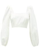 Matchesfashion.com Racil - Moire Square-neck Cotton-blend Cropped Top - Womens - Ivory