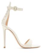 Matchesfashion.com Gianvito Rossi - Corset 105 Lace Up Patent Leather Sandals - Womens - White