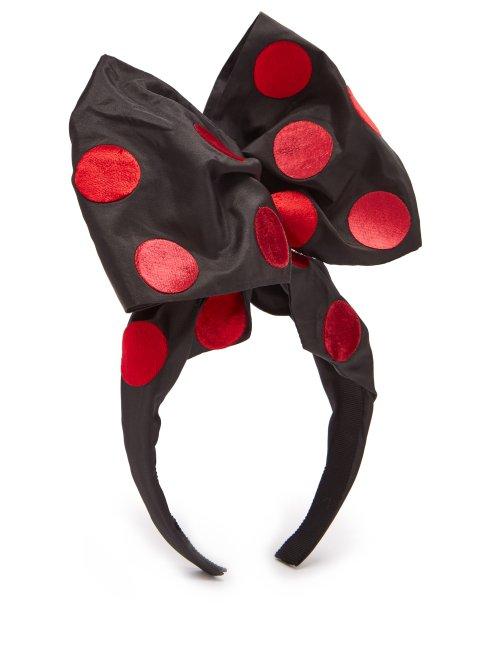 Matchesfashion.com Benot Missolin - Yvonne Polka Dot Silk Blend Knotted Headband - Womens - Black