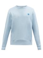 Mens Rtw Acne Studios - Fairview Face-appliqu Cotton-jersey Sweatshirt - Mens - Light Blue