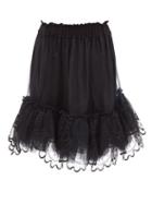 Simone Rocha - Floral-embroidered Tulle-trimmed Nylon Skirt - Womens - Black