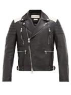 Matchesfashion.com Alexander Mcqueen - Quilted-panel Leather Biker Jacket - Mens - Black White