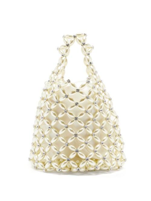 Matchesfashion.com Simone Rocha - Faux Pearl & Crystal Beaded-net Bag - Womens - Cream