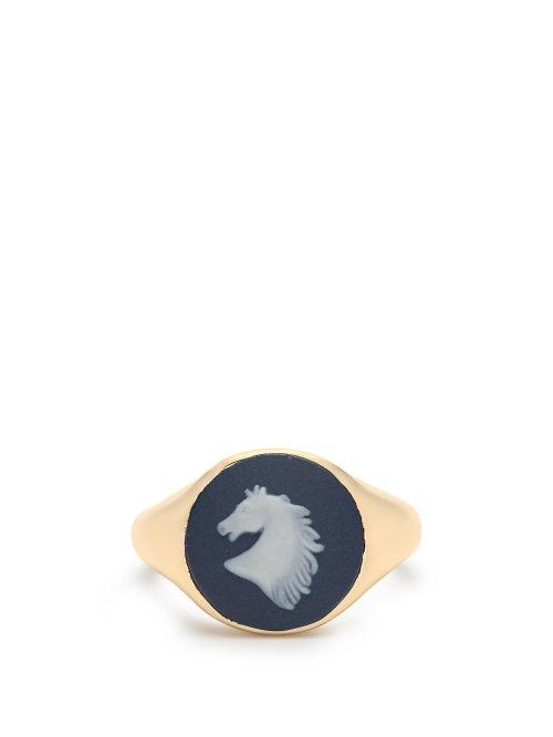 Matchesfashion.com Ferian - Wedgewood Horse Signet Ring - Womens - Blue