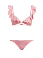 Matchesfashion.com Melissa Odabash - Brazil Ruffled Striped Bikini - Womens - Red Print