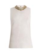 Matchesfashion.com Goat - Fig Bead Embellished Sleeveless Wool Top - Womens - Cream