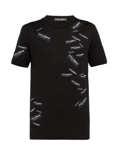 Matchesfashion.com Dolce & Gabbana - Logo Tape Cotton T Shirt - Mens - Black