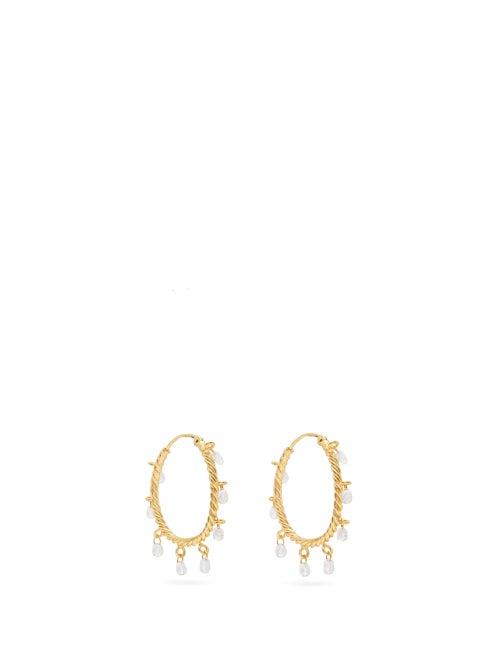 Matchesfashion.com Patcharavipa - Butterfly Diamonds & 18kt Gold Hoop Earrings - Womens - Gold