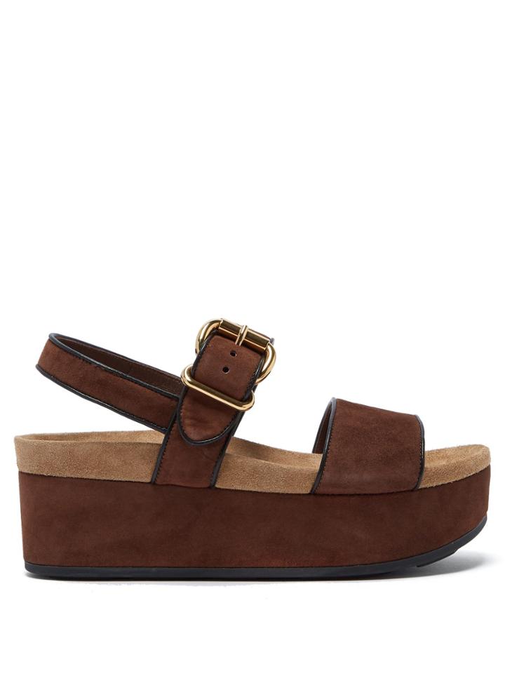 Prada Suede Double-strap Flatform Sandals