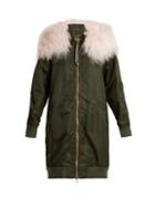 Matchesfashion.com Mr & Mrs Italy - Shearling Trimmed Long Line Bomber Jacket - Womens - Dark Green Multi