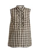 Matchesfashion.com Redvalentino - Gingham Print Sleeveless Shirt - Womens - Black White