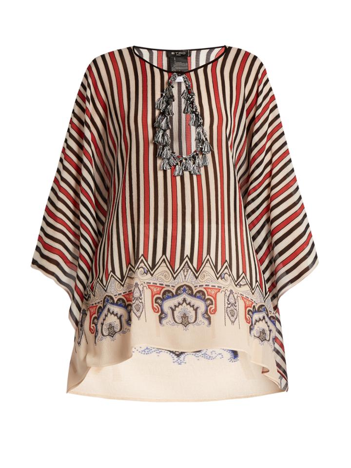 Etro Striped Silk Poncho