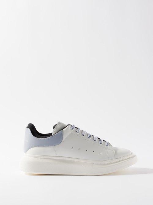 Alexander Mcqueen - Oversized Raised-sole Leather Trainers - Mens - White Blue