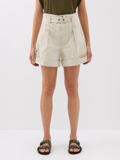 Isabel Marant Toile - Kaloscoe High-rise Cotton-canvas Shorts - Womens - Ecru