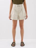 Isabel Marant Toile - Kaloscoe High-rise Cotton-canvas Shorts - Womens - Ecru