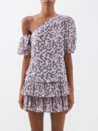 Isabel Marant Toile - Liddy One-shoulder Abstract-print Cotton Top - Womens - Ecru