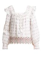 Matchesfashion.com Sea - Colette Lace Trimmed Embroidered Cotton Top - Womens - White Multi